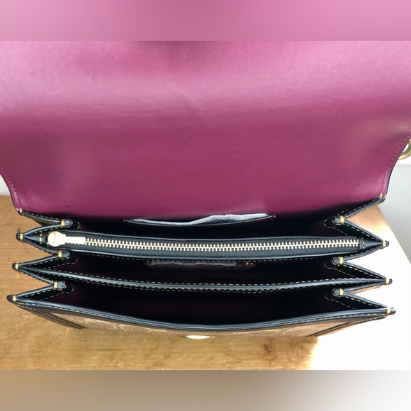 New Coach 1941 Riley Top Handle 22 In Signature Canvas Tan/Black - Picture 8 of 12